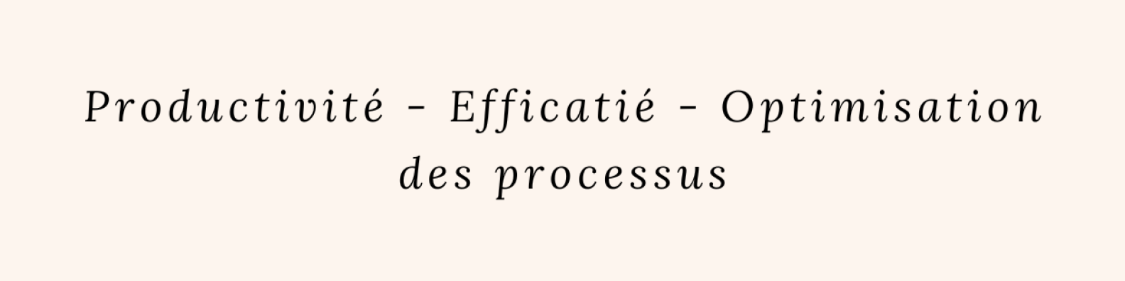 Productivité - Efficatié - Optimisation des processus 1